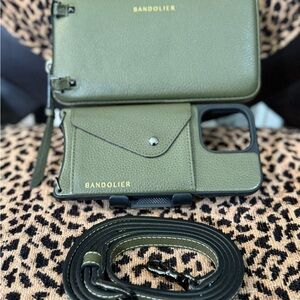 Bandolier iPhone 14 Pro Max Olive Phone Case & Strap with Pouch